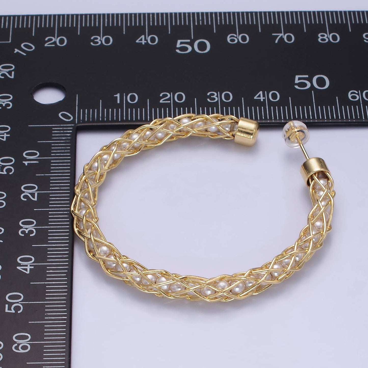 Aim Eternal - 14K Gold Filled 50mm Pearl Wire Intertwined C-Shaped Earring