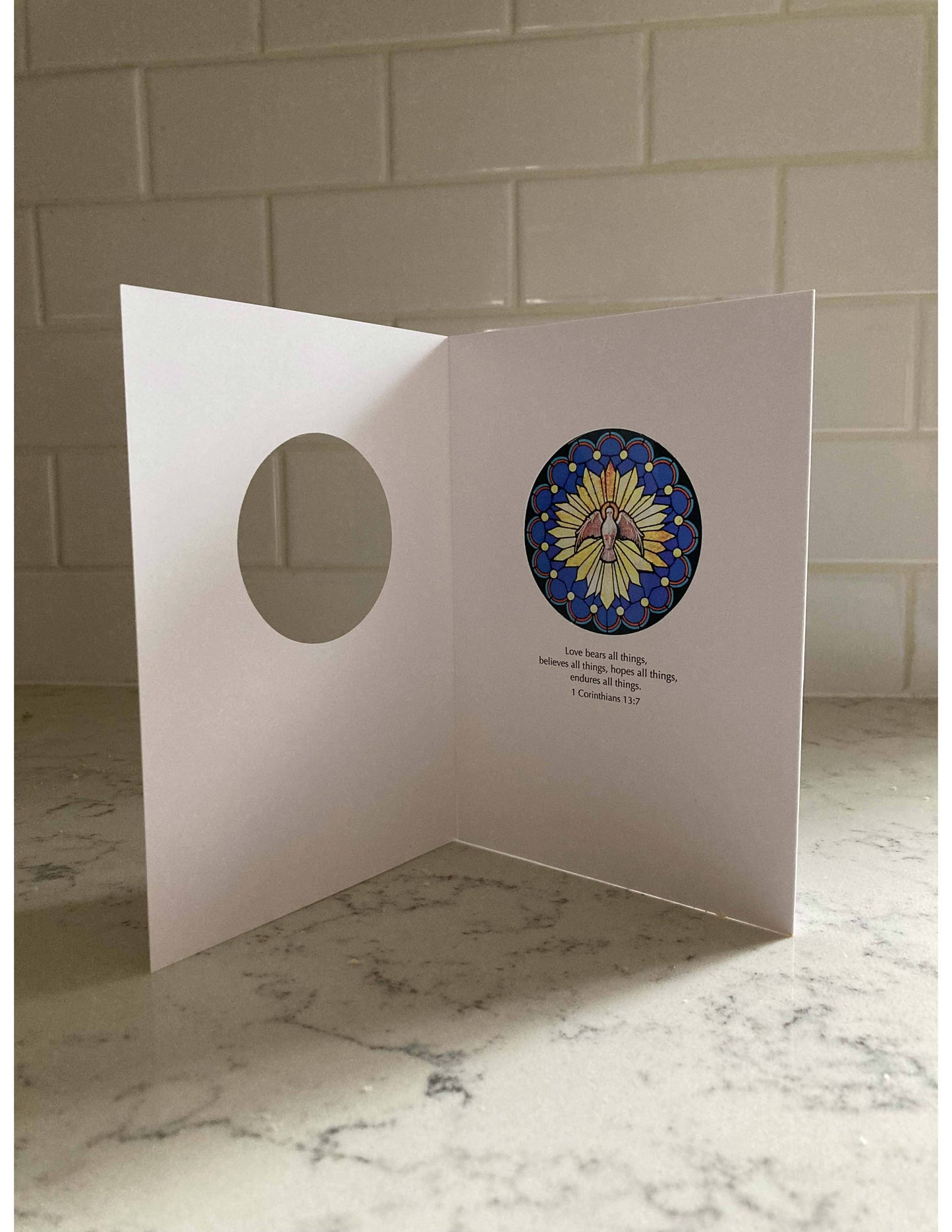 Bright Greetings - The Dove sun-catcher greeting card thinking of you