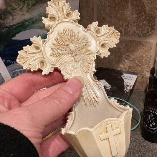 Holy Spirit Font in Antiqued Resin 6"