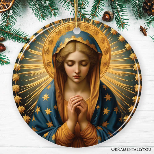 OrnamentallyYou - Praying Virgin Mary Religious Painting Christmas Decoration