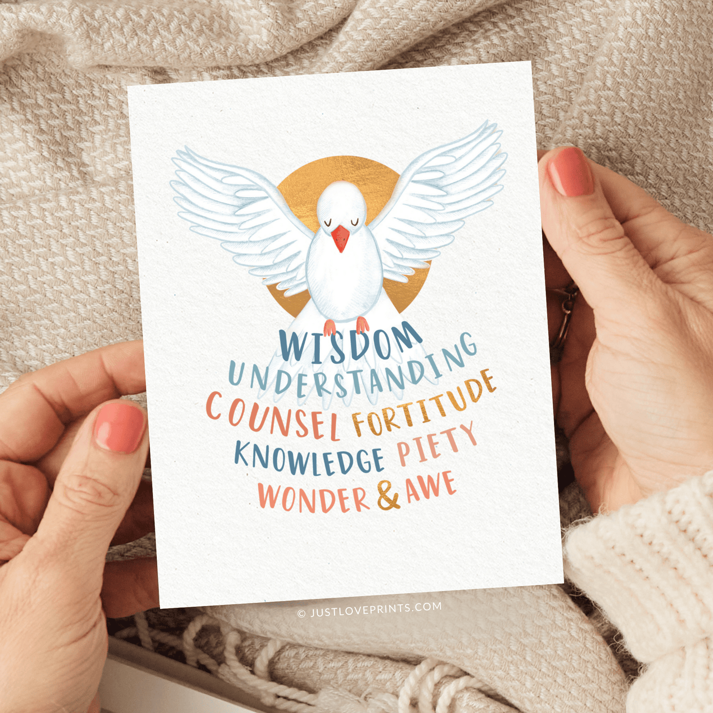Just Love Prints - Catholic Stickers & Gifts - Gifts of the Holy Spirit Greeting Card