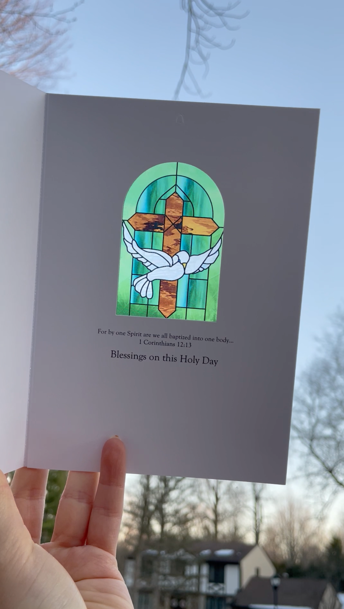 Bright Greetings - Baptism dove sun-catcher greeting card | Christian image