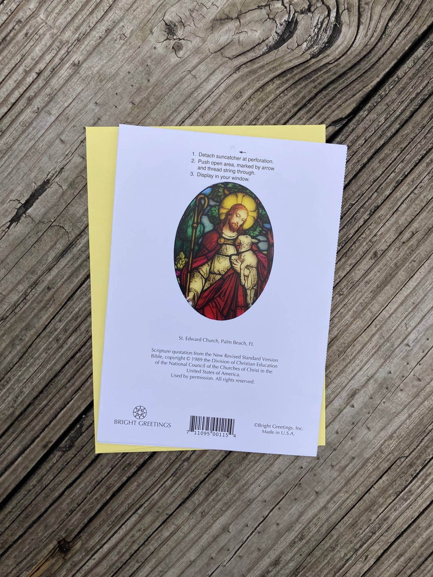 Bright Greetings - The Good Shepherd sun-catcher card