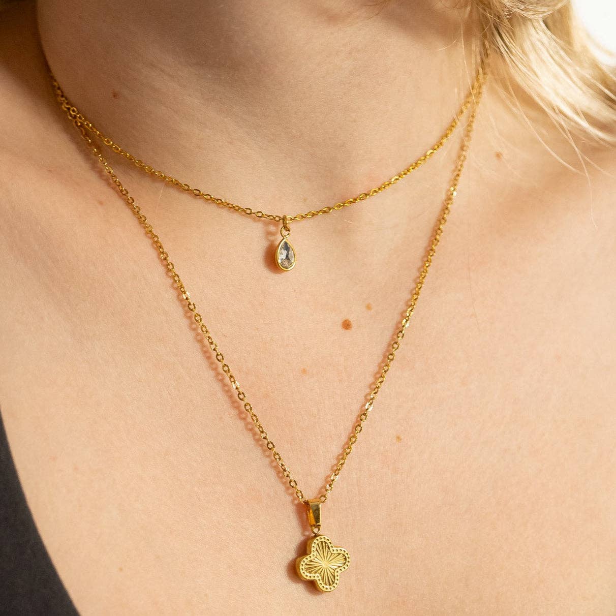 WJW - 18K Gold PVD Teardrop Birthstone Charm