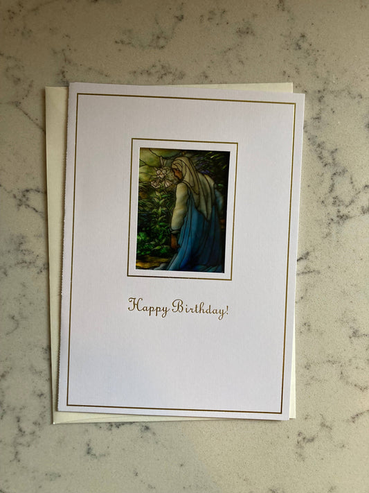 Bright Greetings - The Annunciation sun-catcher card