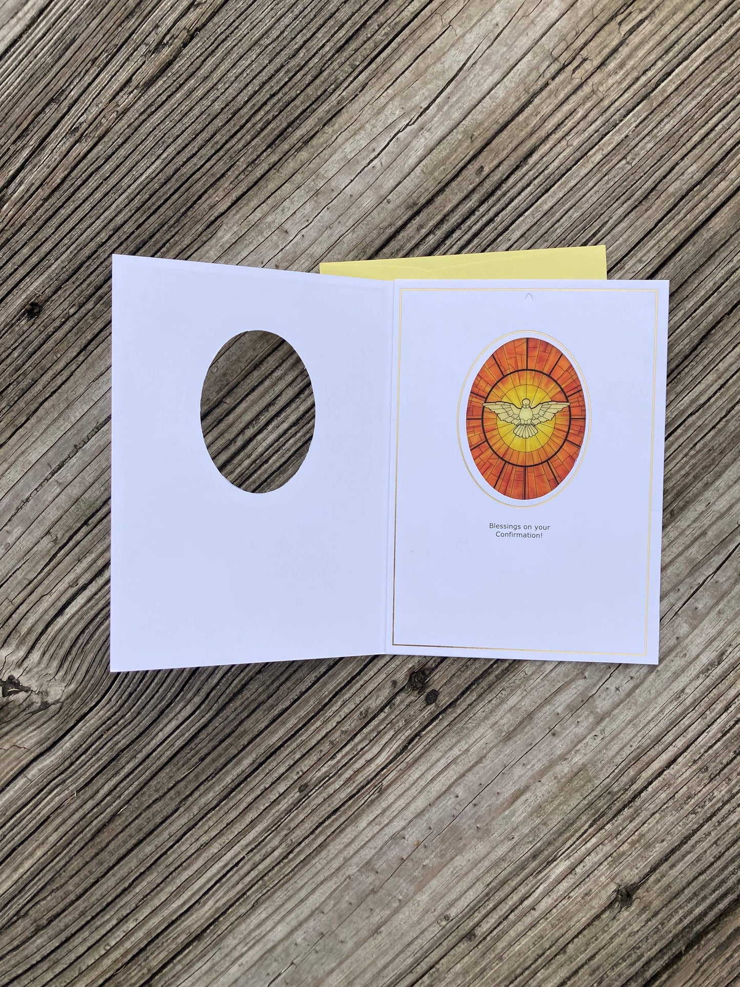 Bright Greetings - Confirmation Dove of the Holy Spirit sun-catcher card