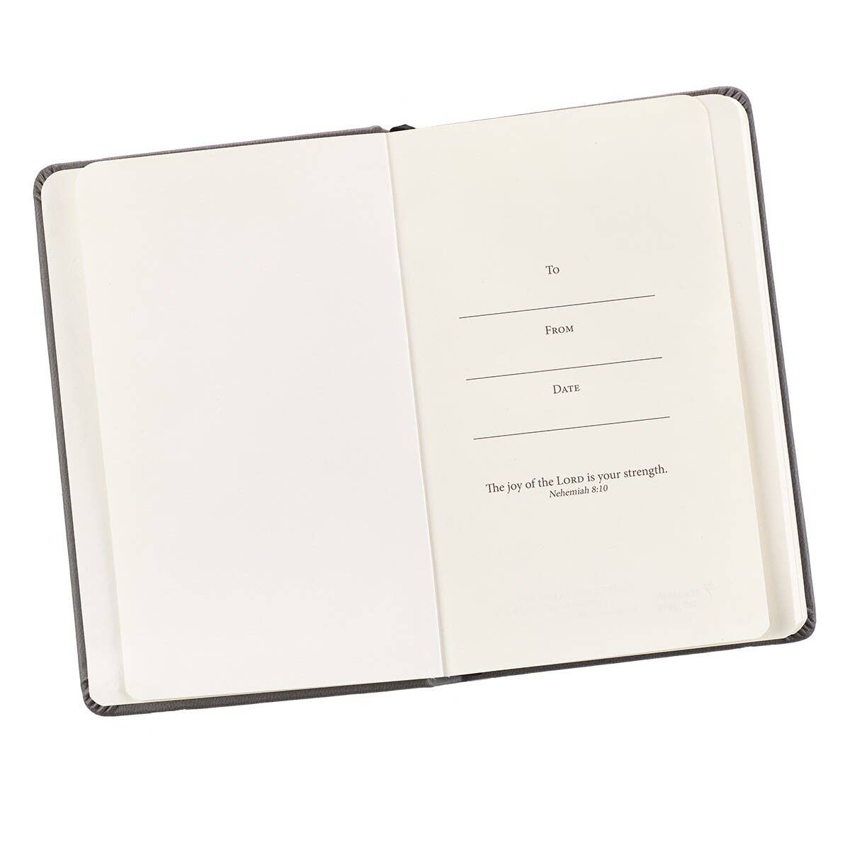 Christian Art Gifts - Notebook Faux Leather Gray Be Strong Josh. 1:9
