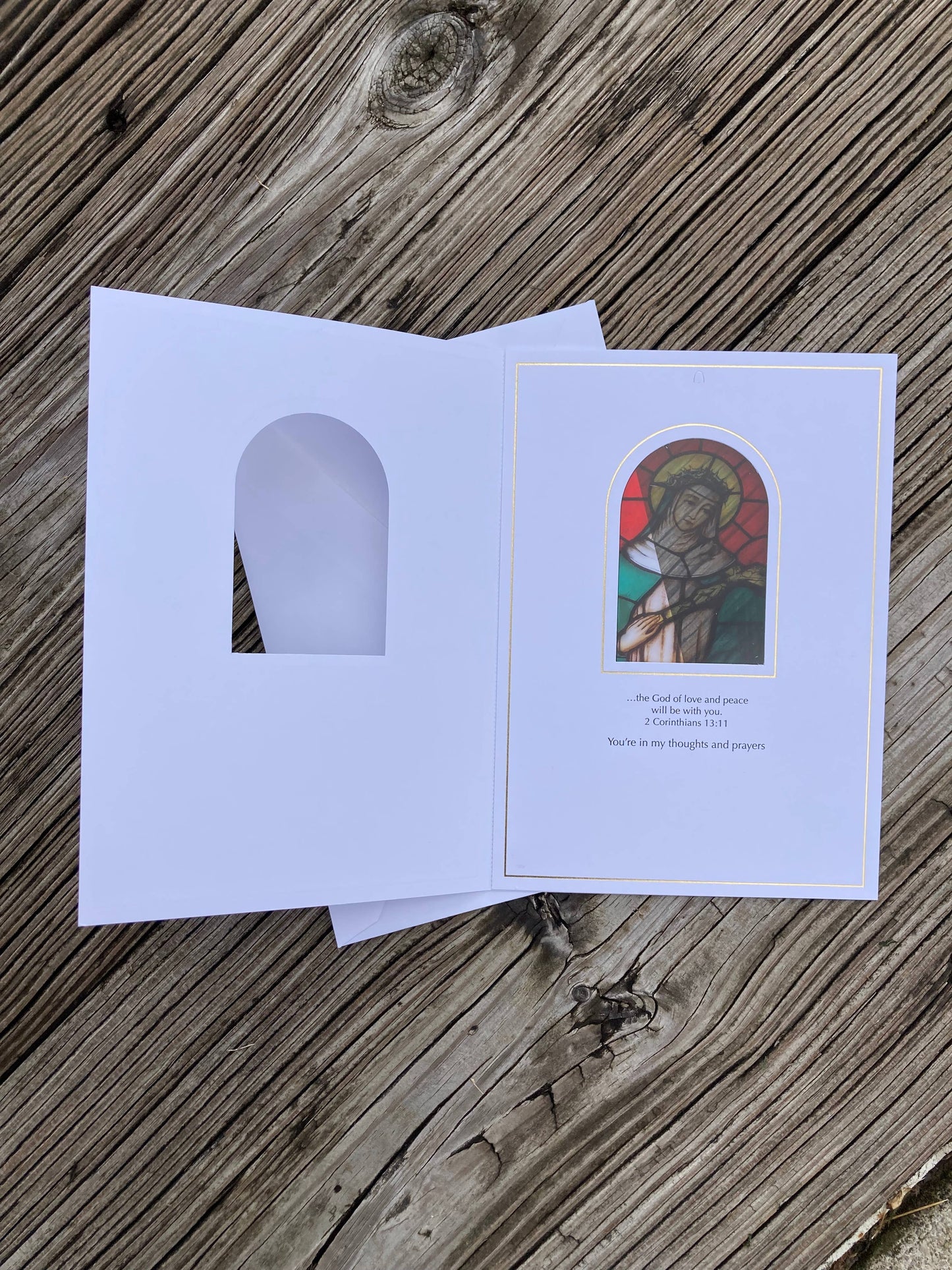 Bright Greetings - St. Catherine of Siena sun catcher card with scripture