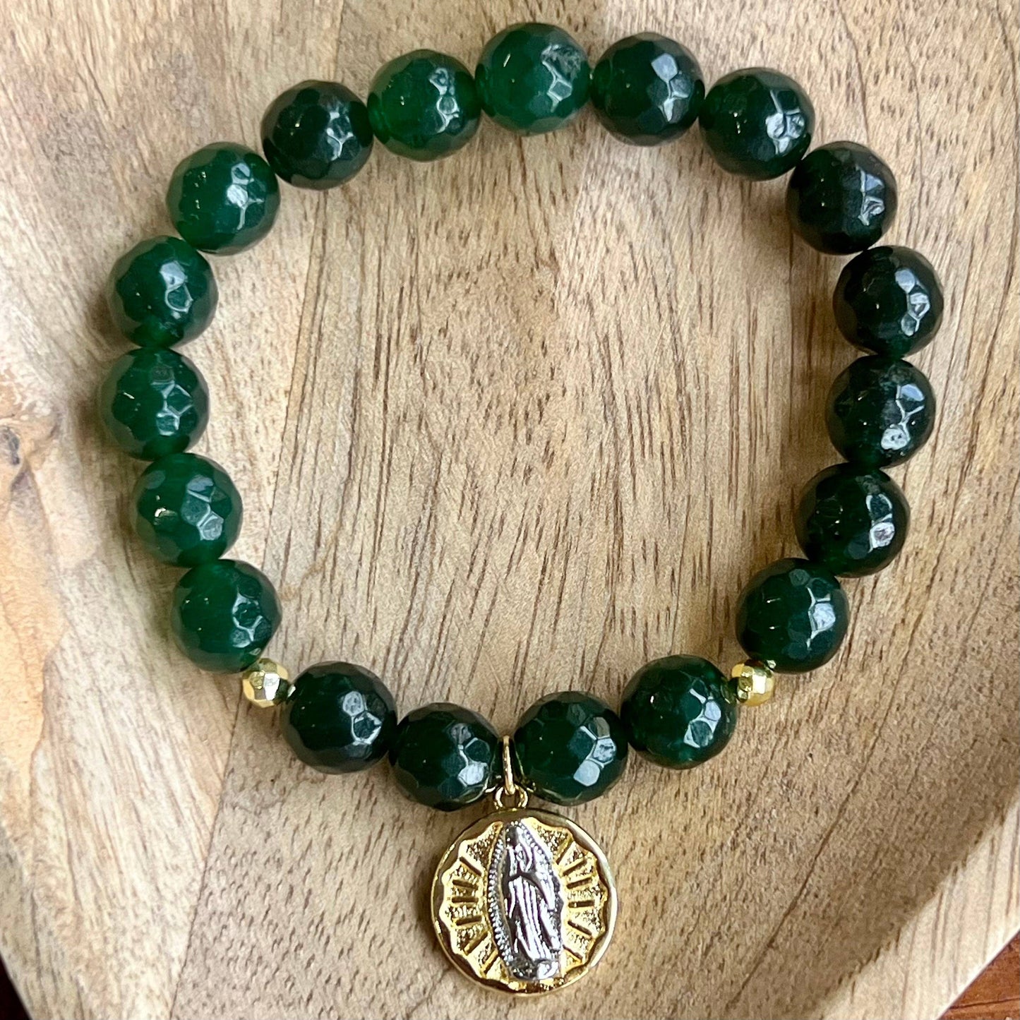 Love and Honor Jesus LLC - Emerald Green Agate Faith Bracelet