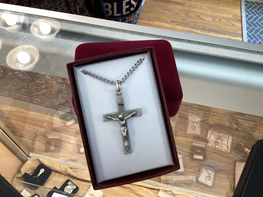 Pewter Lord’s  Prayer Crucifix Necklace