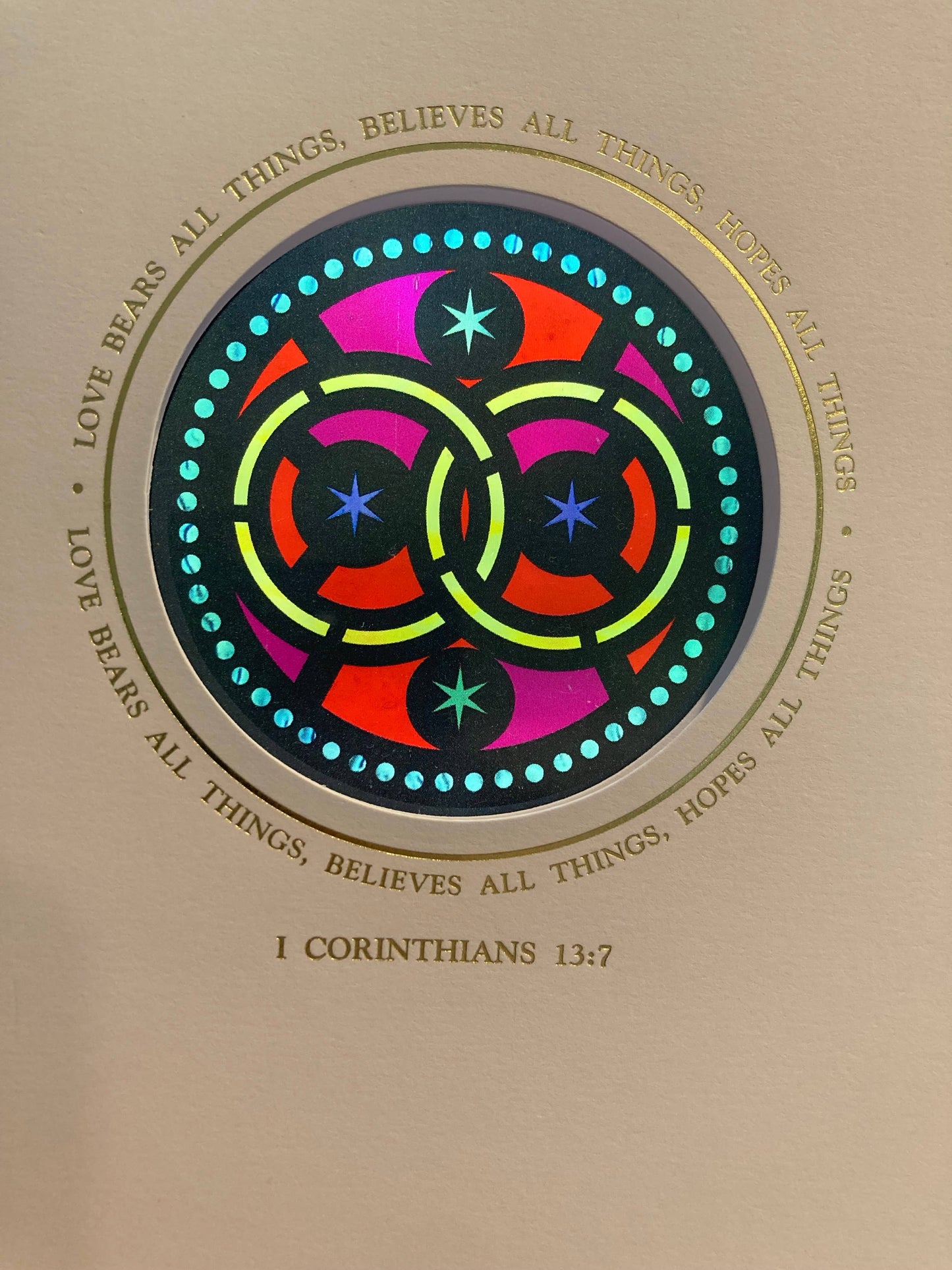 Bright Greetings - Wedding rings sun catcher greeting card with scripture