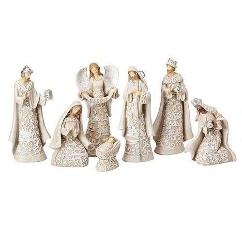 Roman - Nativity with Angel, Paper Cut Style; 7-piece Set