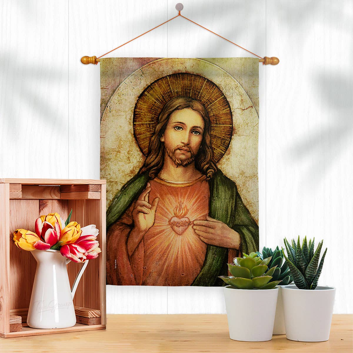 Two Group Flag Co - Sacred Heart of Jesus Religious Faith Decor Flag