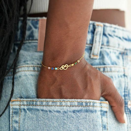Single Stone -Infinity Heart Bracelet in Gold Over 925 Sterling Silver