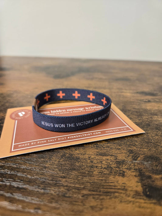 Pink Salt Riot - The Cross is the Victory Elastic Men's Wristband