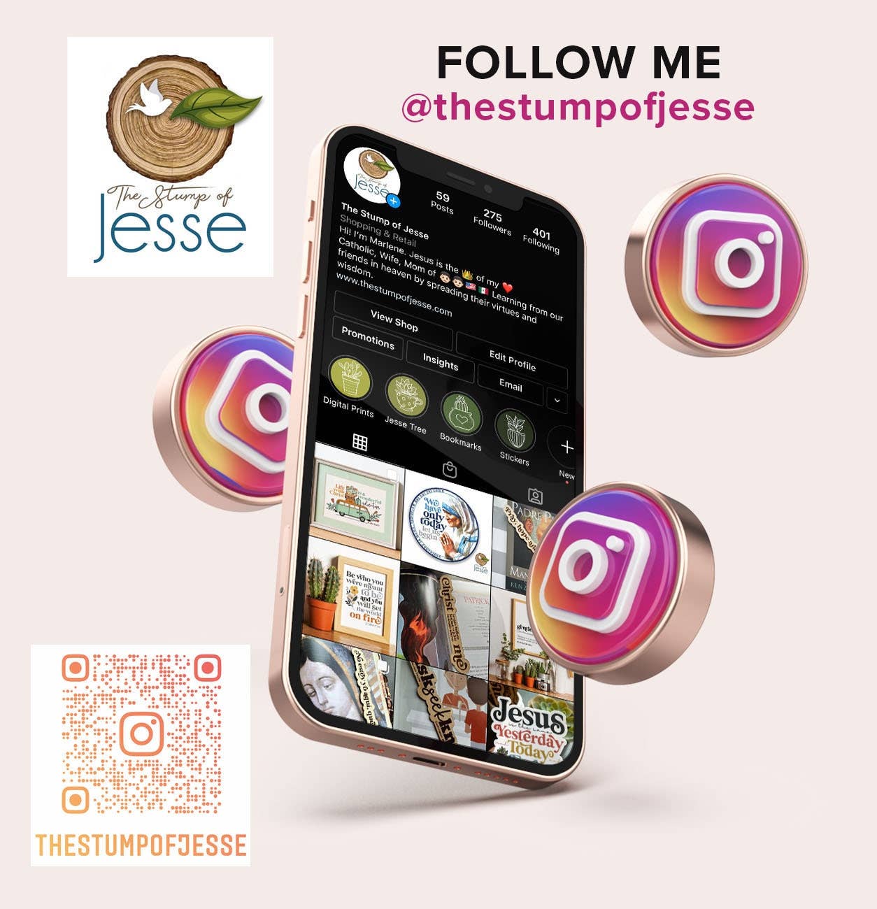 The Stump of Jesse - St. Francis of Assisi Waterproof Catholic Sticker