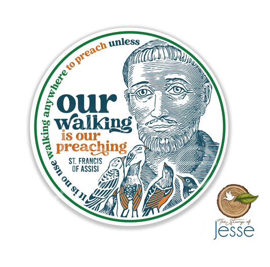 The Stump of Jesse - St. Francis of Assisi Waterproof Catholic Sticker