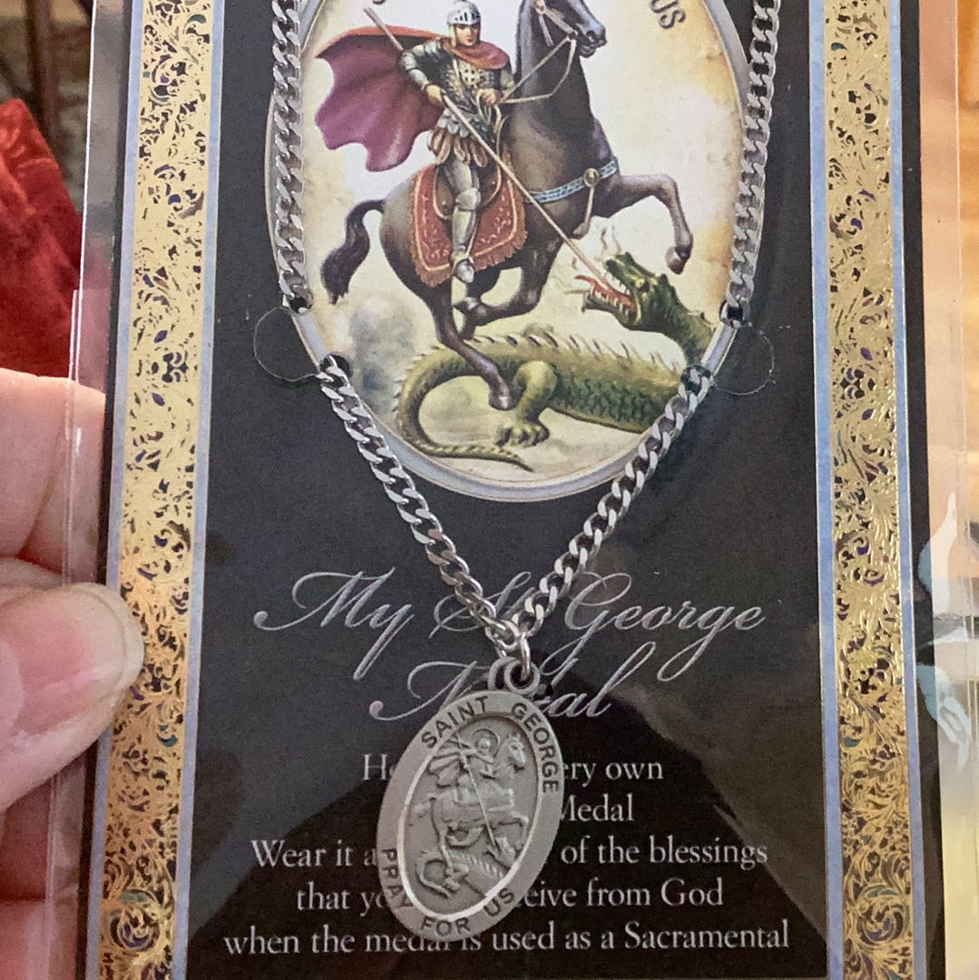 Pewter Saint Medals and Holy Cards