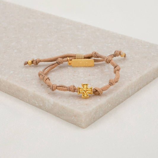 My Saint My Hero - Surrender Prayer Bracelet - Tan  / Gold