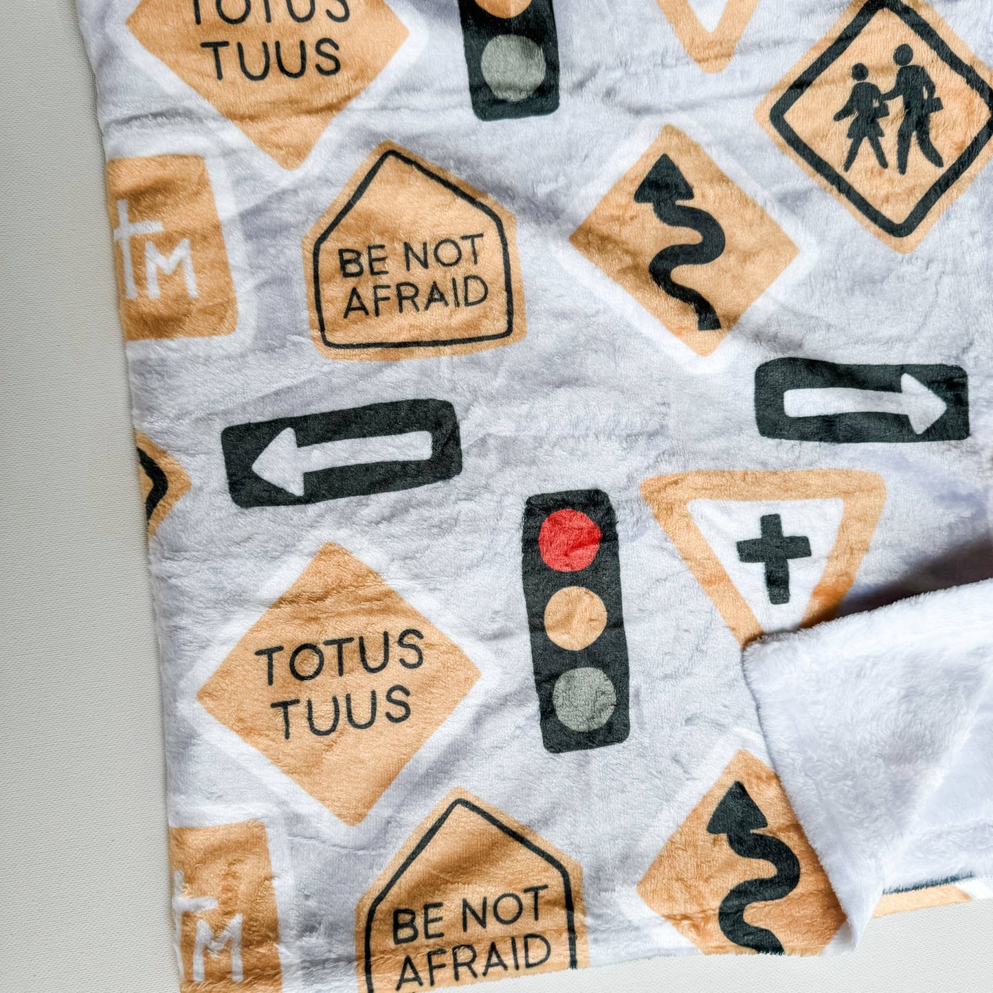 The Little Rose Shop - JPII Road Signs Minky Blanket