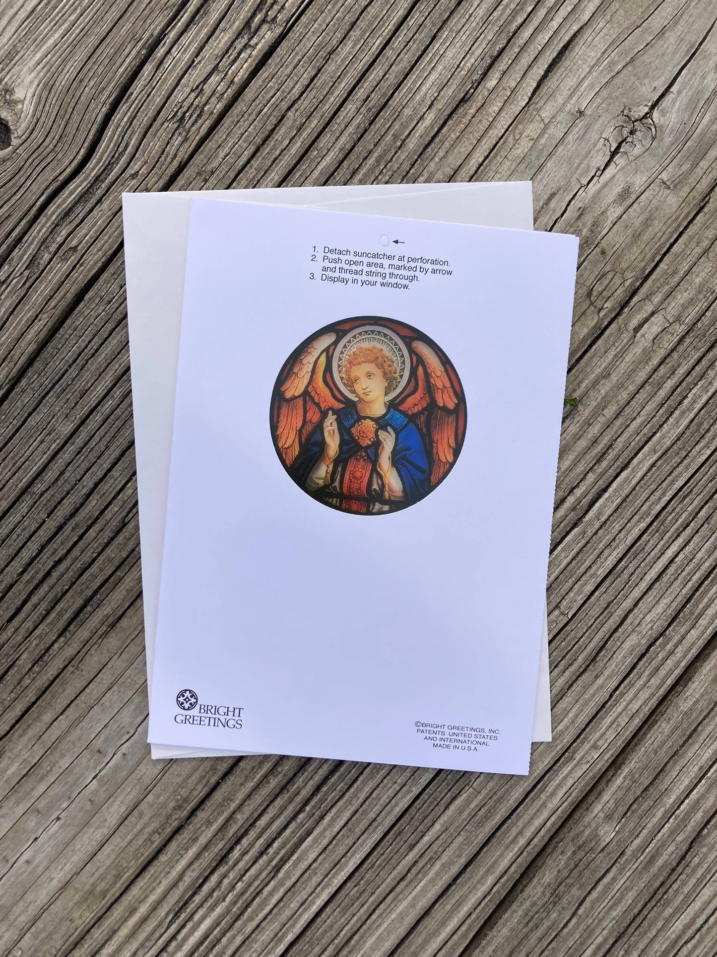 Bright Greetings - Angel stained glass sun-catcher greeting card