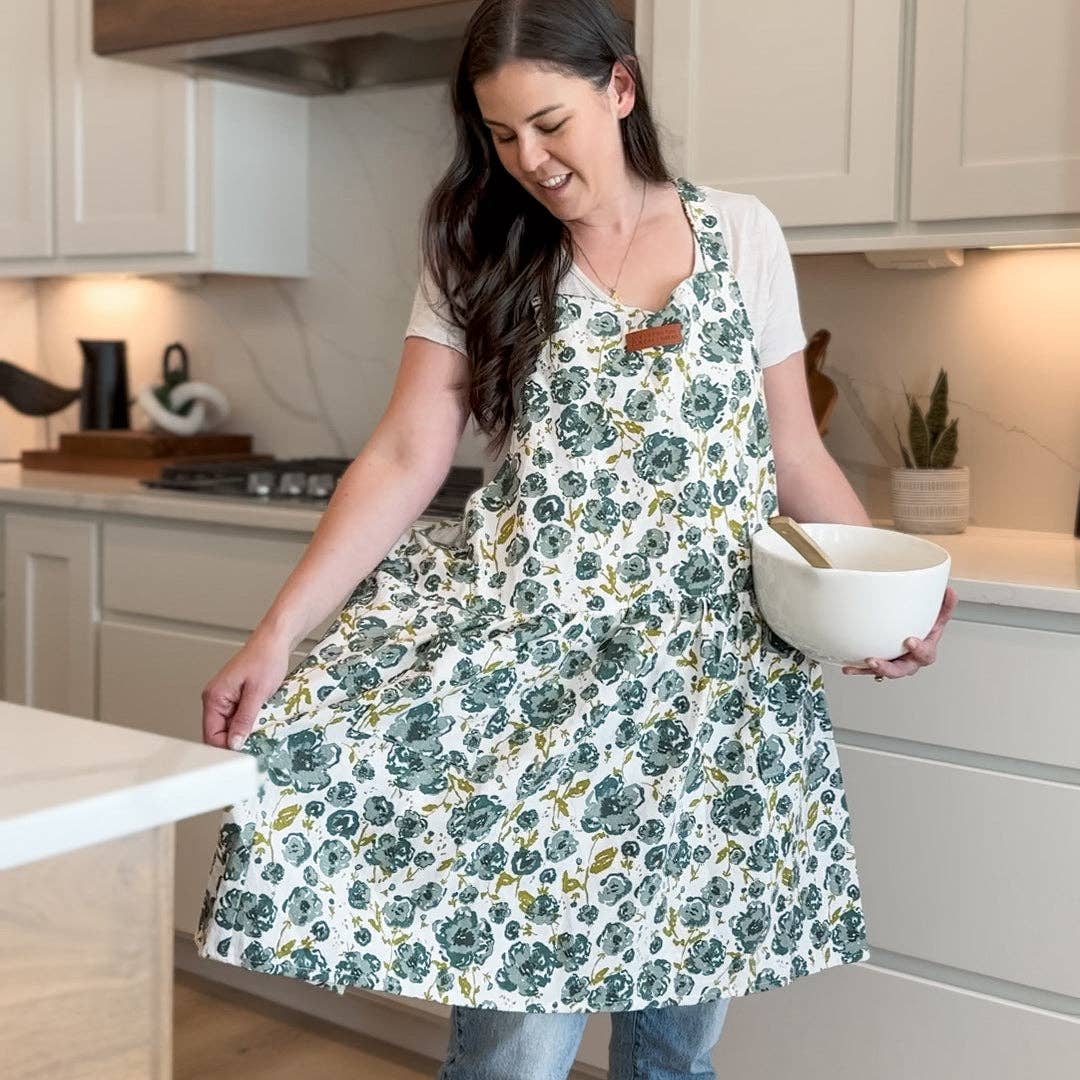 The Little Rose Shop - Blue Floral Catholic Christian Bible Scripture Apron