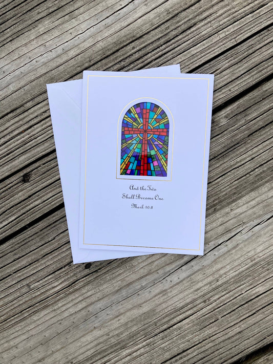 Bright Greetings - Wedding glory cross sun catcher greeting card | Christian