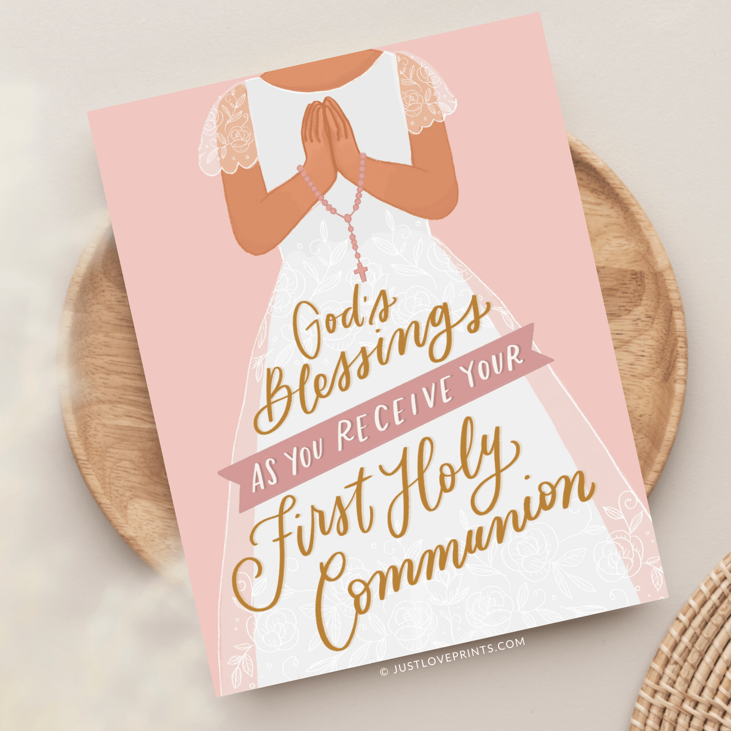 Just Love Prints - Catholic Stickers & Gifts - Girl First Holy Communion Greeting Card