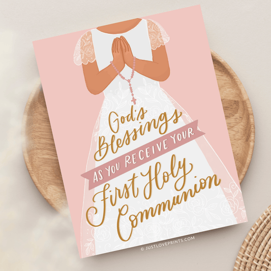 Just Love Prints - Catholic Stickers & Gifts - Girl First Holy Communion Greeting Card