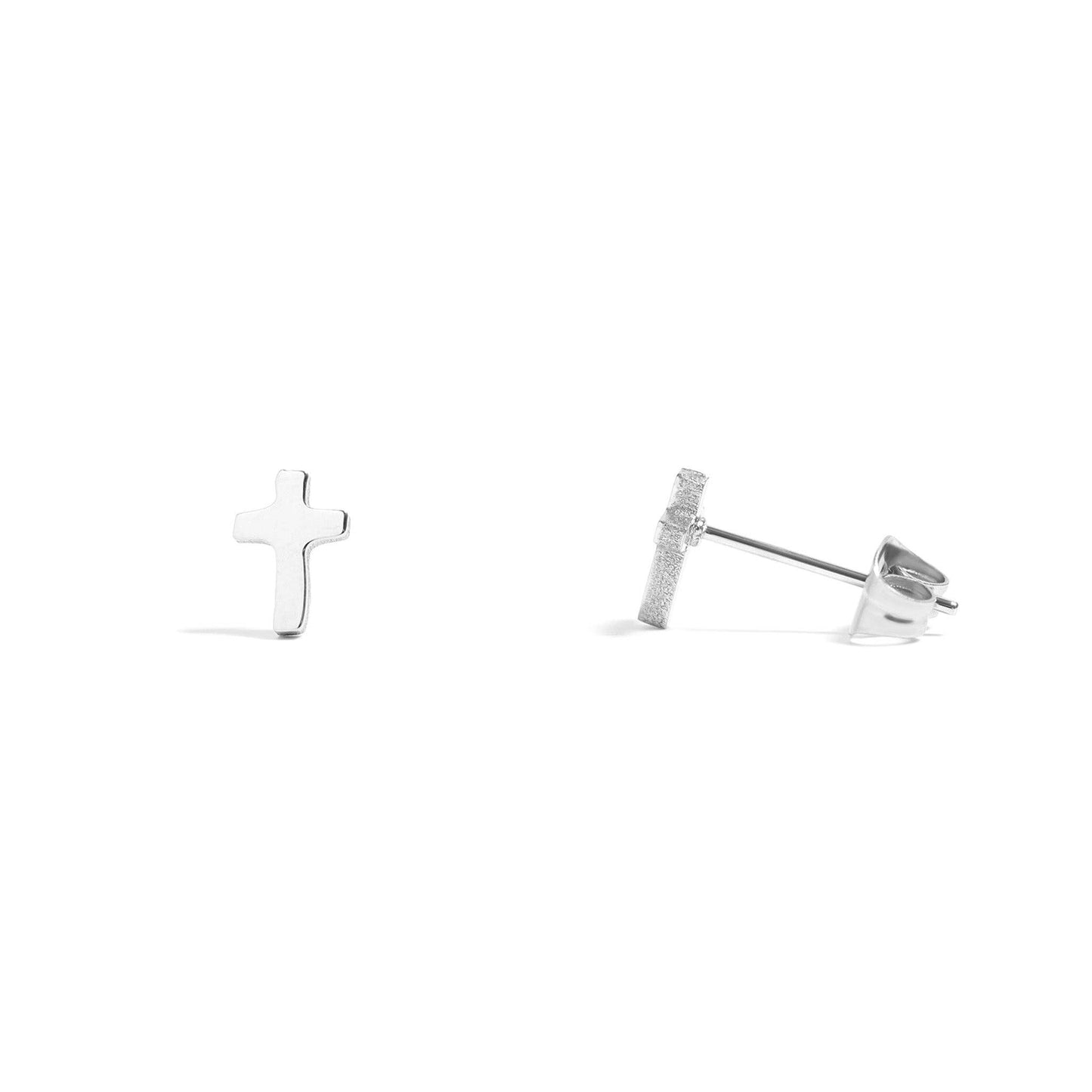 WJW - 18K Gold PVD Stainless Steel Cross Stud Earrings