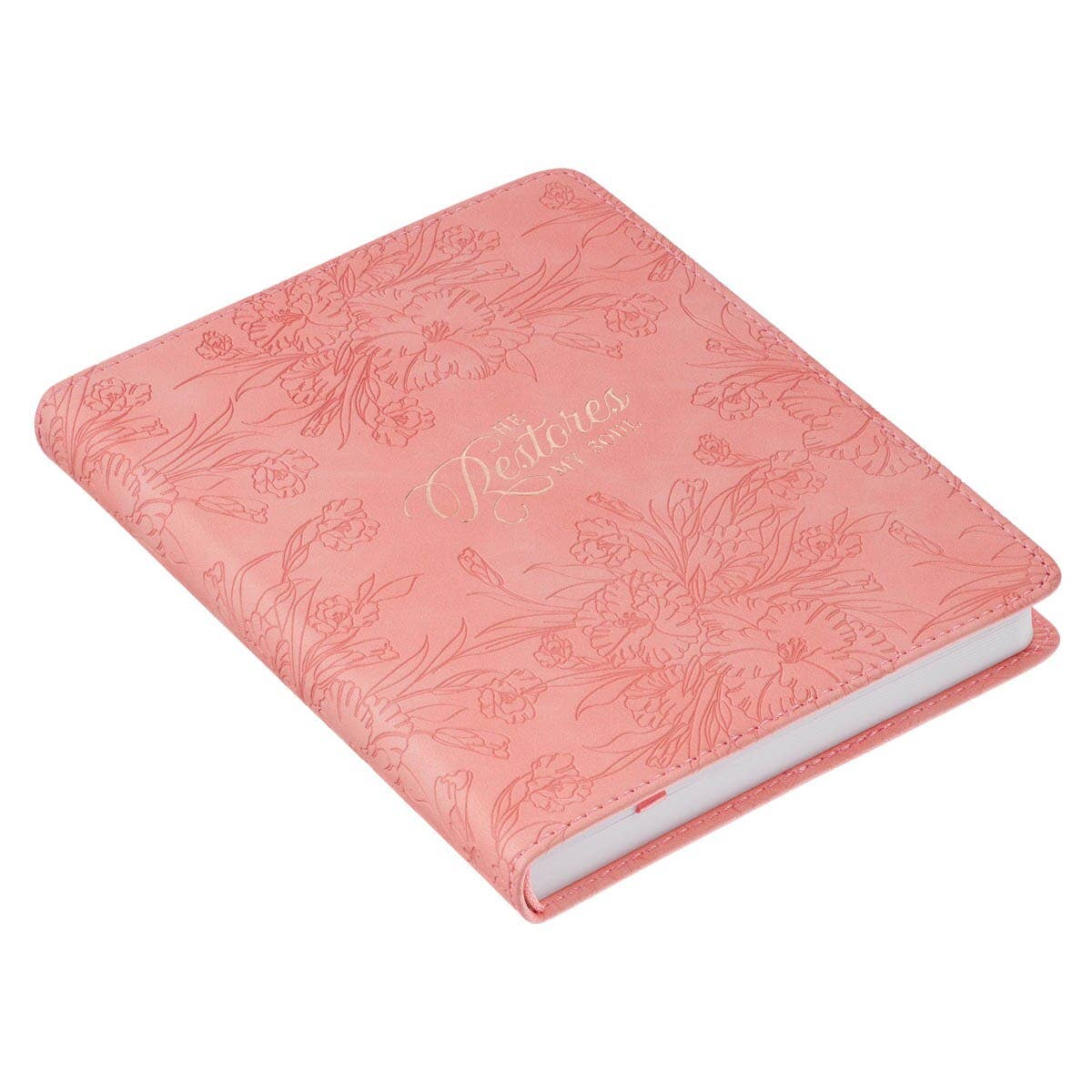Christian Art Gifts - Journal Handy Pink He Restores My Soul Ps. 23:3