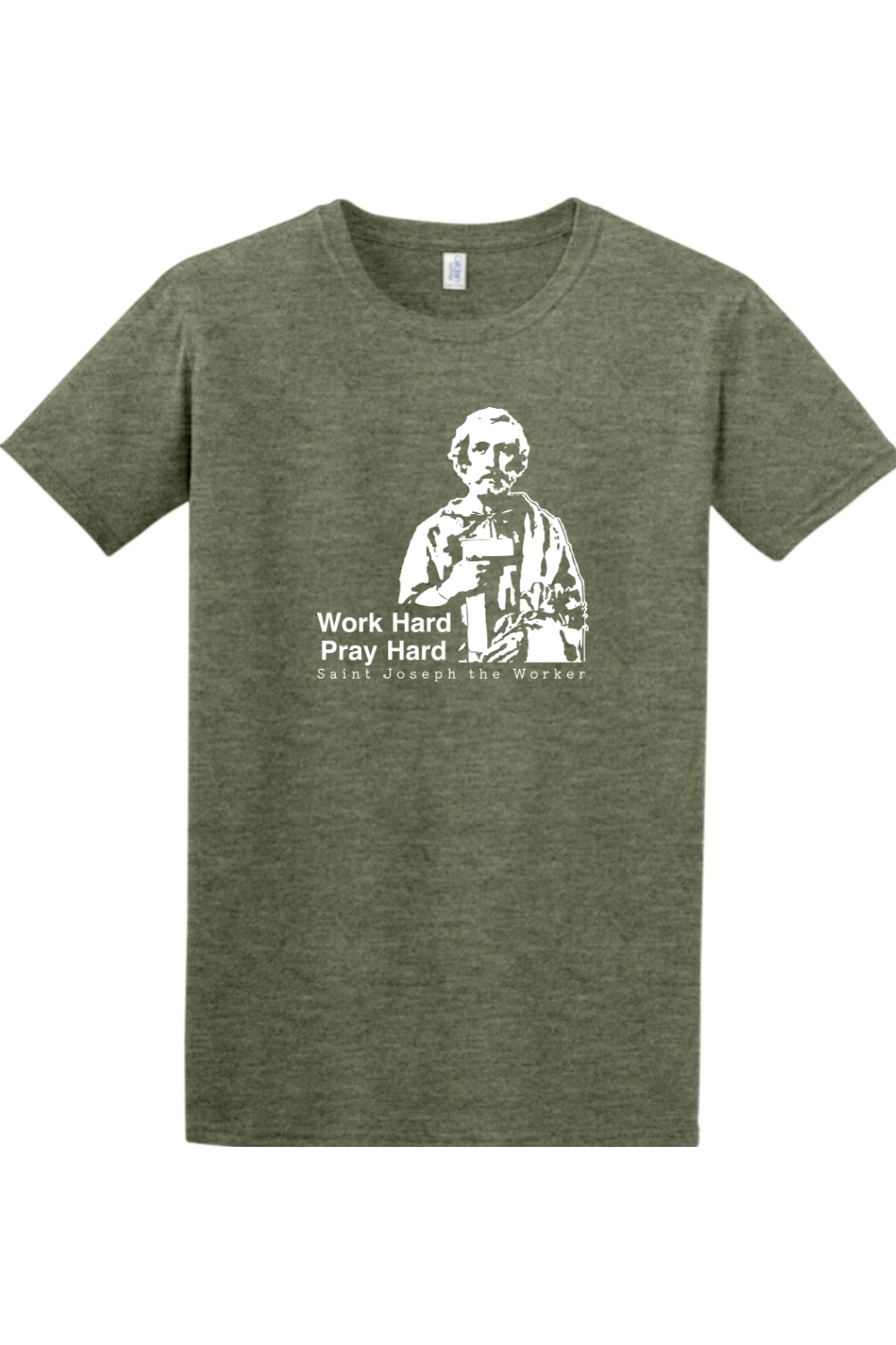 Sock Religious - Work Hard Pray Hard - St. Joseph the Worker Adult T-Shirt