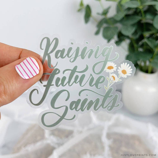 Just Love Prints - Catholic Stickers & Gifts - Raising Future Saints Vinyl Sticker