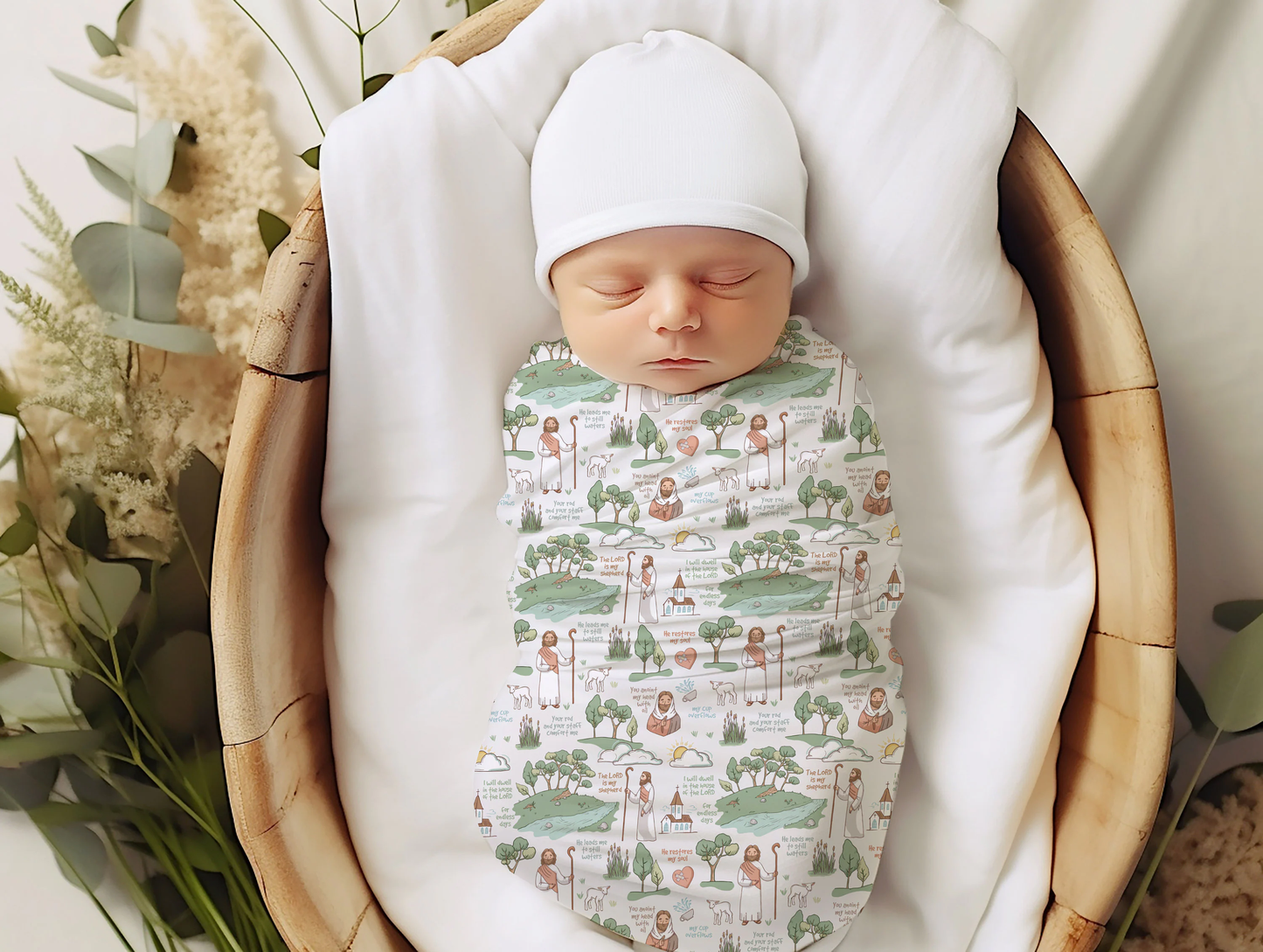 The Stump of Jesse - The Good Shepherd Muslin Deluxe Swaddle I Catholic Gift