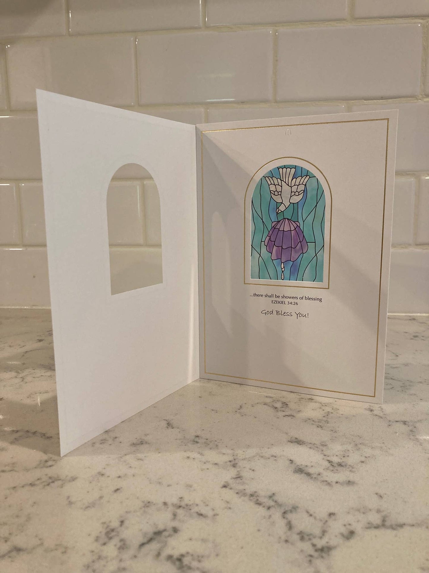 Bright Greetings - Baptism Holy Spirit suncatcher greeting card 5x7, religious