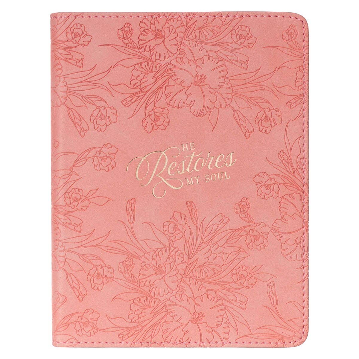 Christian Art Gifts - Journal Handy Pink He Restores My Soul Ps. 23:3