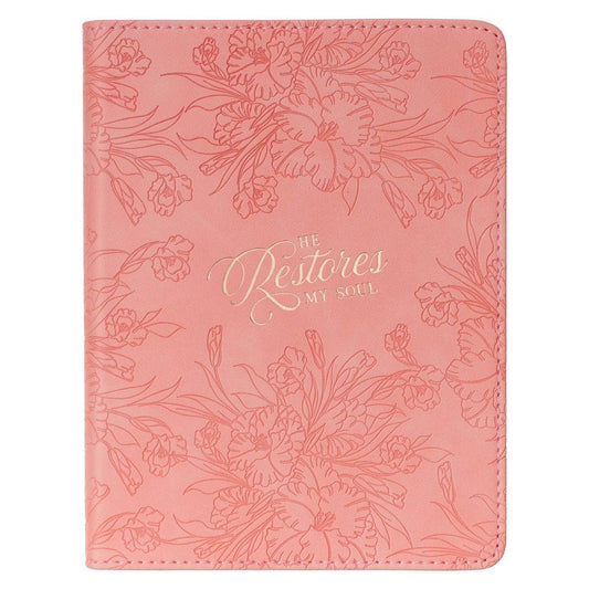 Christian Art Gifts - Journal Handy Pink He Restores My Soul Ps. 23:3