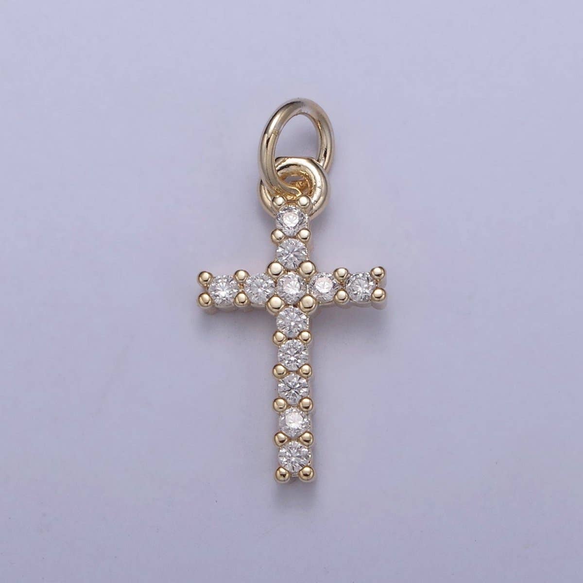 Dainty Cross Charms, Micro Pave Mini Cross, 14K Gold Filled Cross Charm Add on 18” Satelite Chain