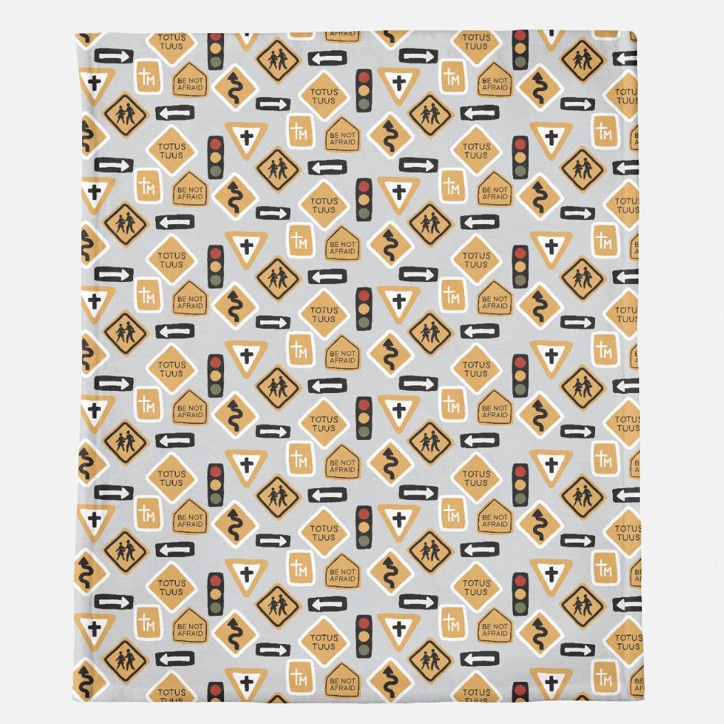 The Little Rose Shop - JPII Road Signs Minky Blanket