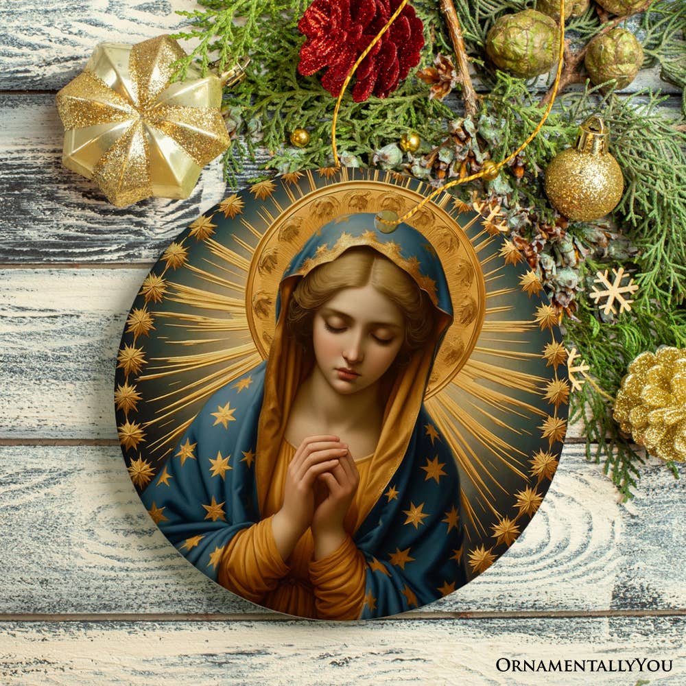 OrnamentallyYou - Praying Virgin Mary Religious Painting Christmas Decoration