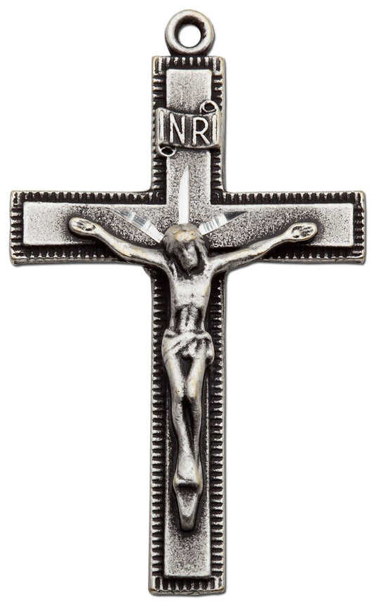 - Silver Plated Ox Crucifix Necklace-Large