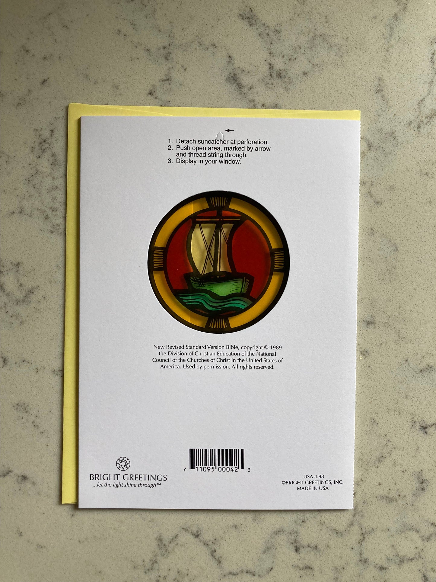 Bright Greetings - Sailboat birthday sun-catcher greeting card | stained glass