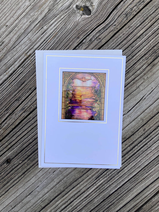 Bright Greetings - Peace Tiffany stained glass sun-catcher greeting card | Symp