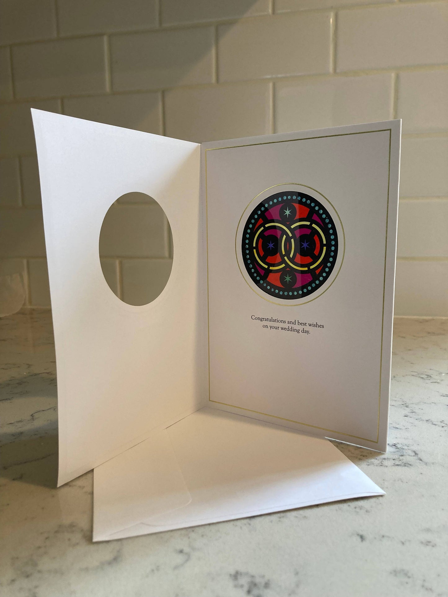 Bright Greetings - Wedding rings sun catcher greeting card with scripture