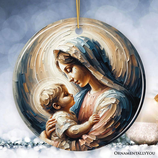 OrnamentallyYou - Virgin Mary and Baby Jesus, Oil Painting Style Gift & Decor