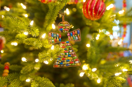 Ornaments 4 Orphans - Angel Paper Bead Christmas Ornament: Multicolor