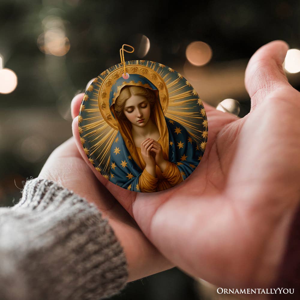 OrnamentallyYou - Praying Virgin Mary Religious Painting Christmas Decoration