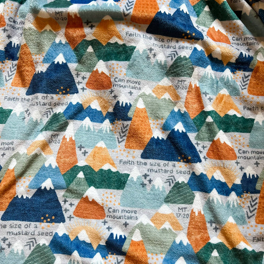 The Little Rose Shop - Faith Moves Mountains Minky Blanket
