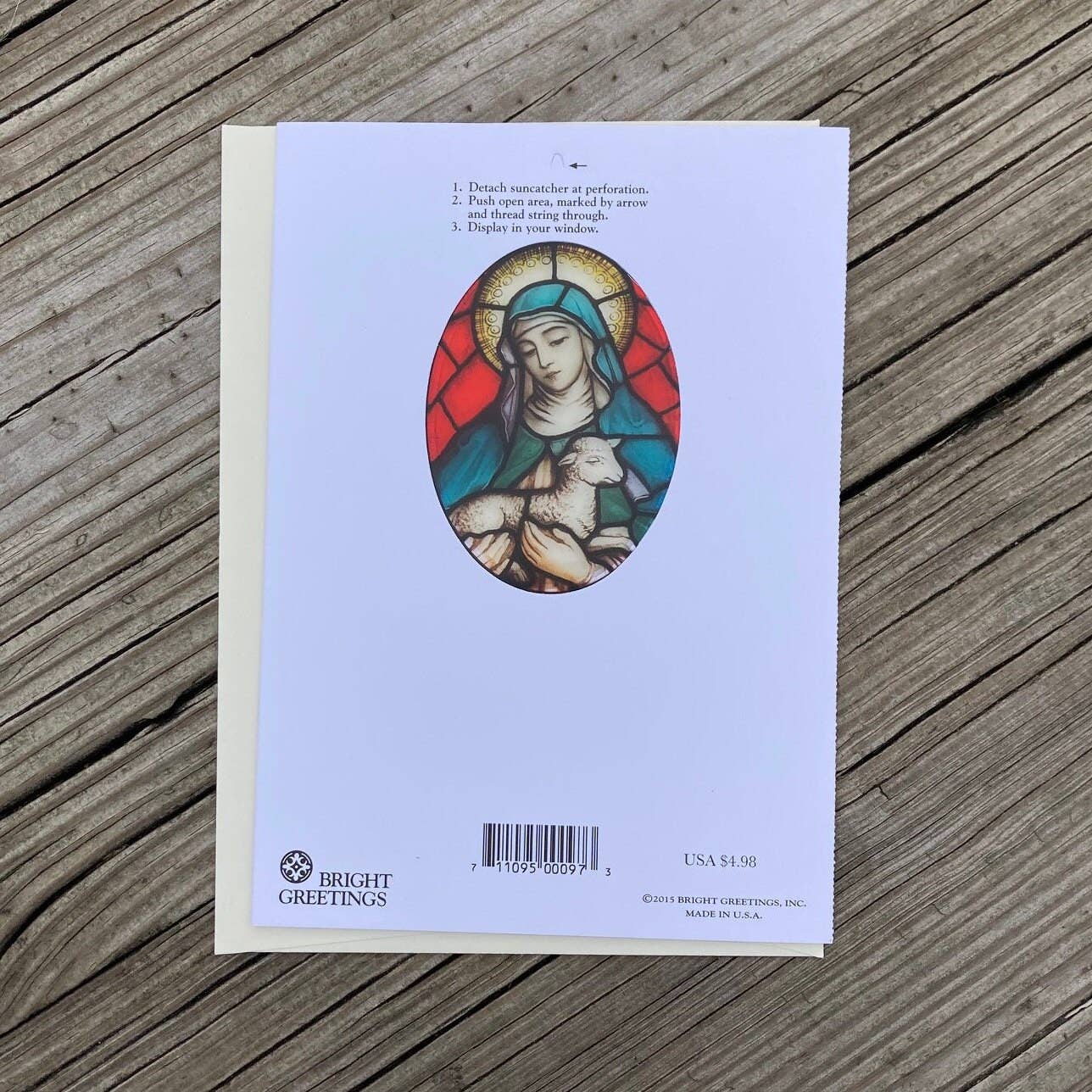 Bright Greetings - St. Agnes Sun-catcher card, Patron Saint