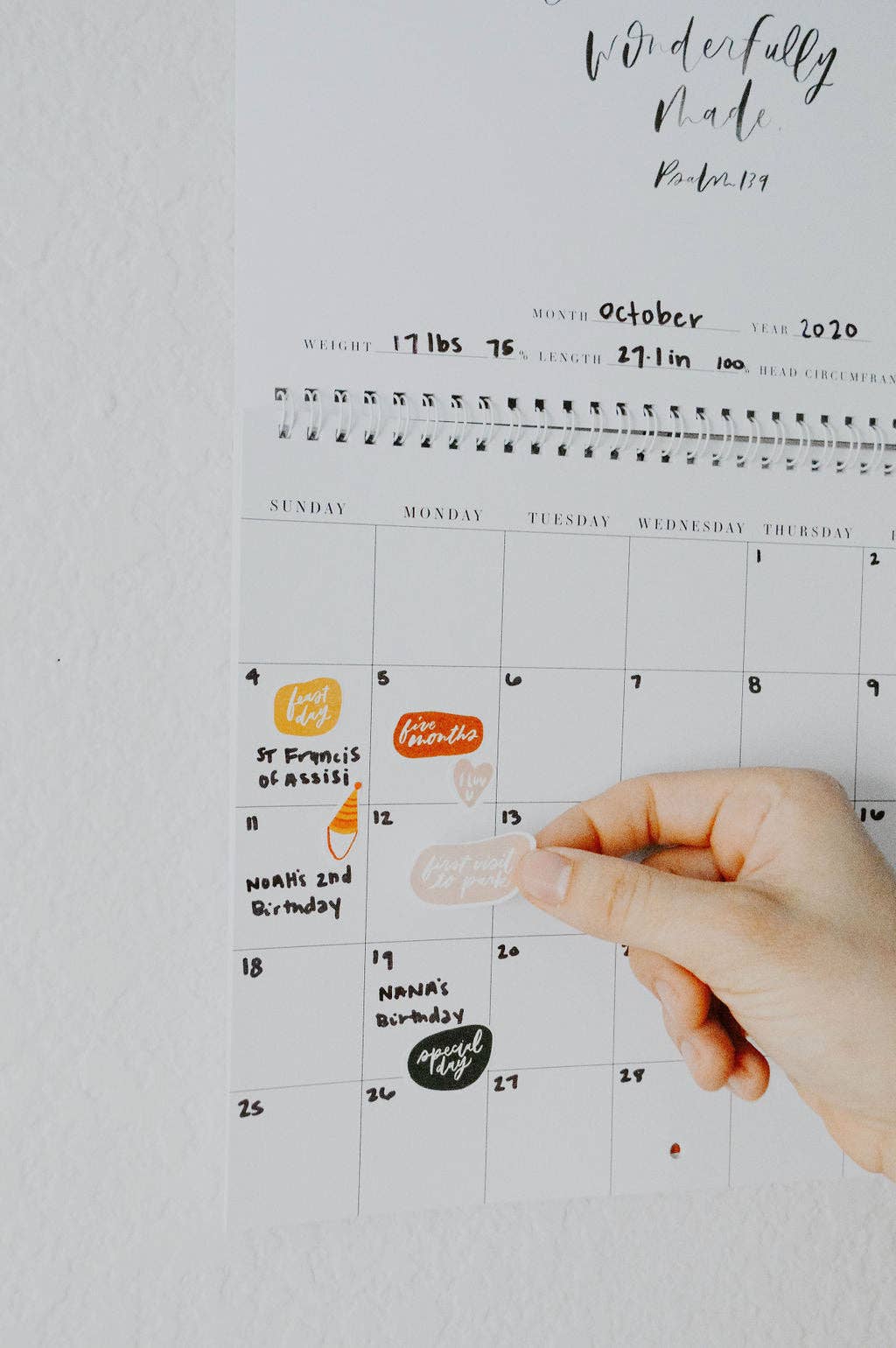 Be A Heart - Christian Baby Milestone Calendar | Gift | Keepsake Decor